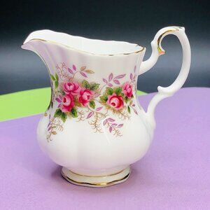 Vintage 60s Royal Albert England Lavender Rose Creamer: Gilded Bone China